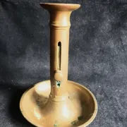 Set of 3 antique push-button bronze candlesticks from the Napoleonic III era.