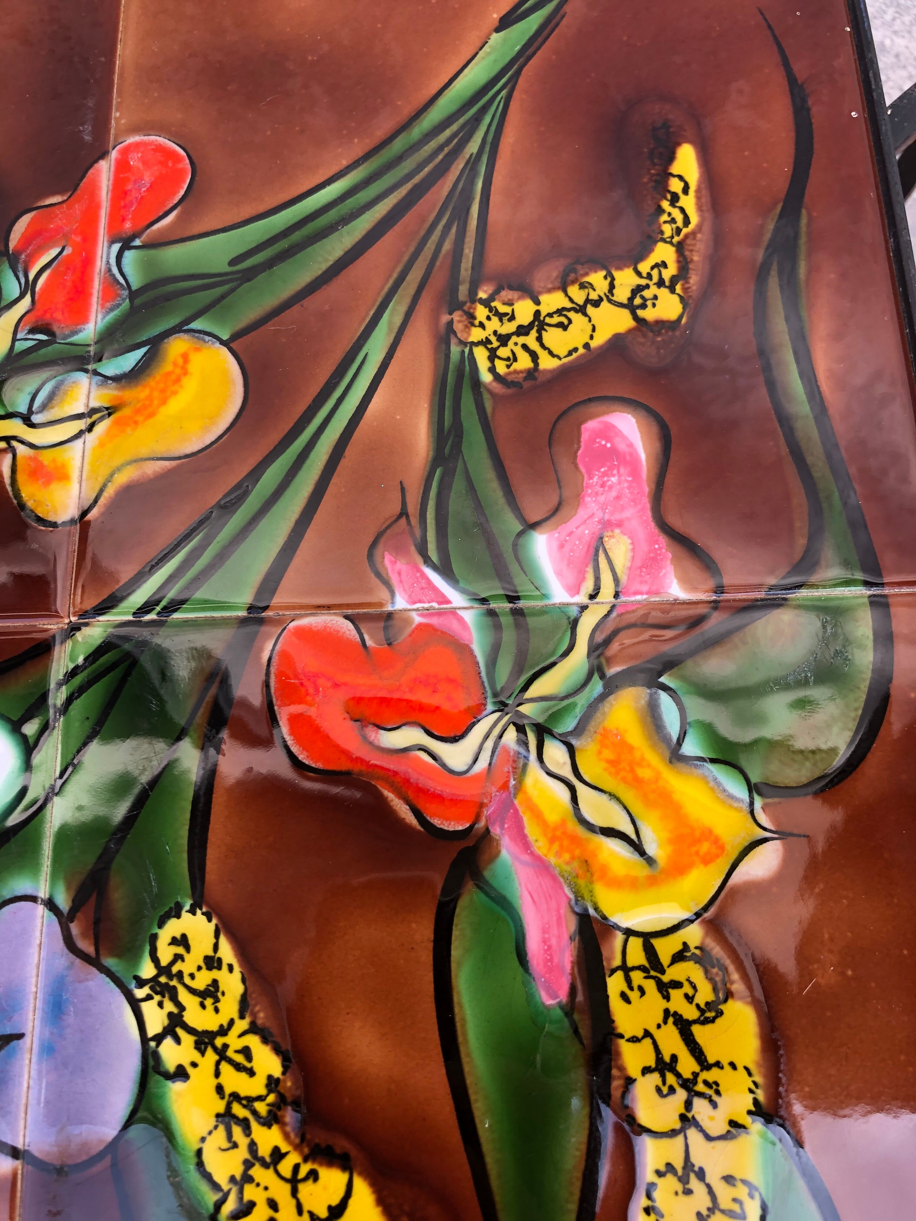 Vintage table 70 ceramic vallauris signed la grange