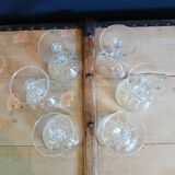 6 antique crystal champagne glasses