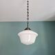 Large Art Deco pendant light in white opaline, 1930.