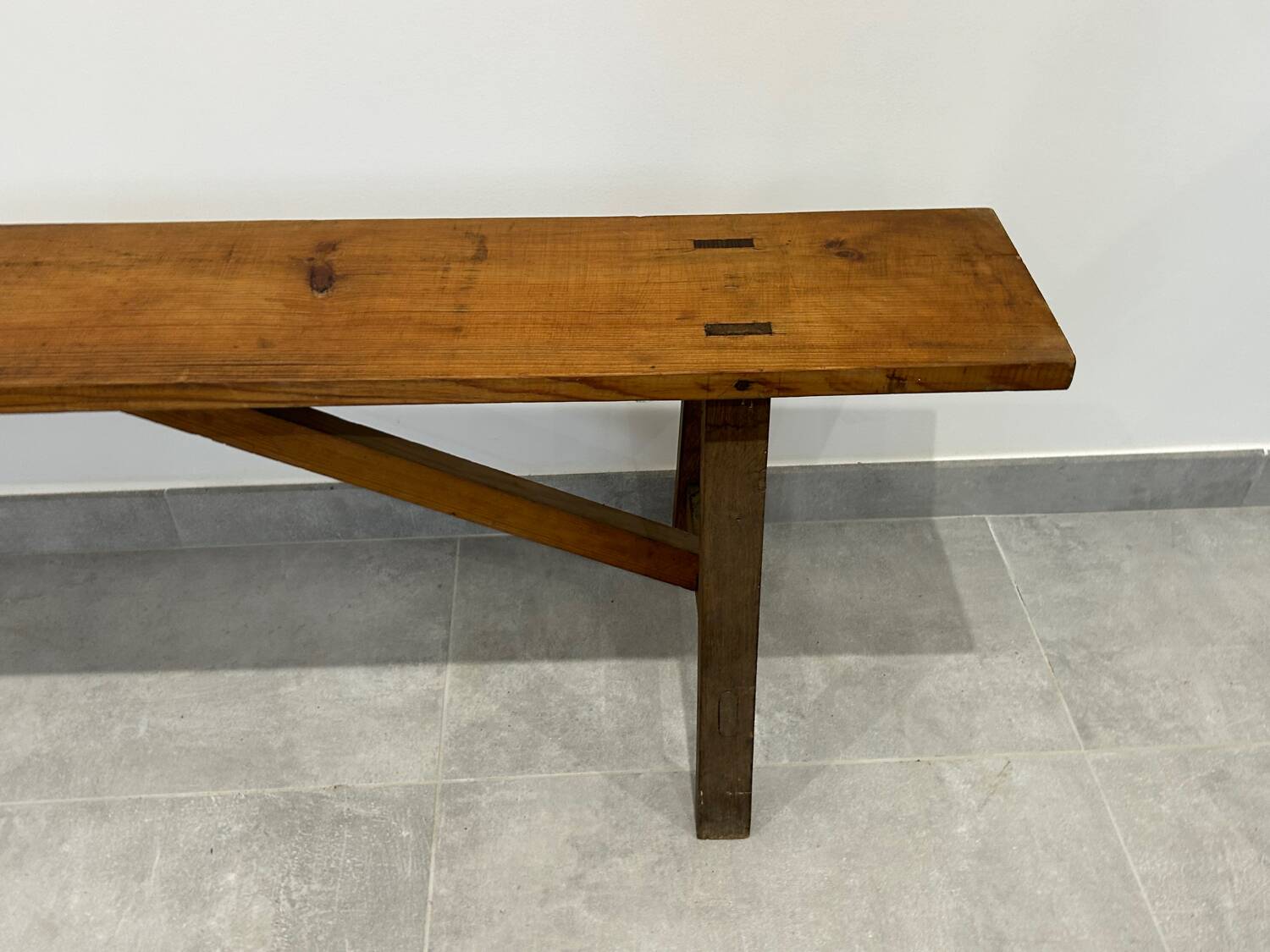 Pair of natural wood benches