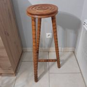 Pedestal table turned wooden stool vintage 50s