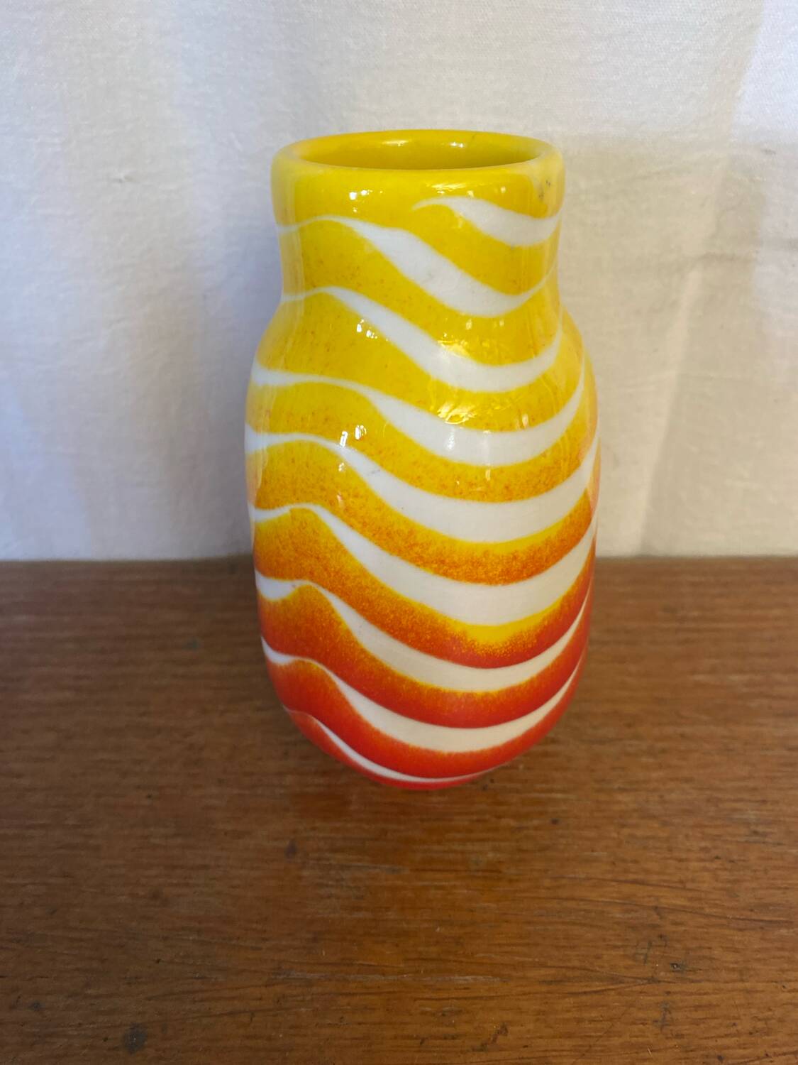Vase Ancien POP ART Céramique Jaune Orange Rouge Made In Italy 70’s