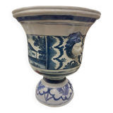 Cache-pot, antique blue earthenware vase