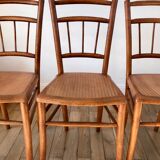 Set of 3 Luterma bistro chairs in beech wood effect canning 40s
