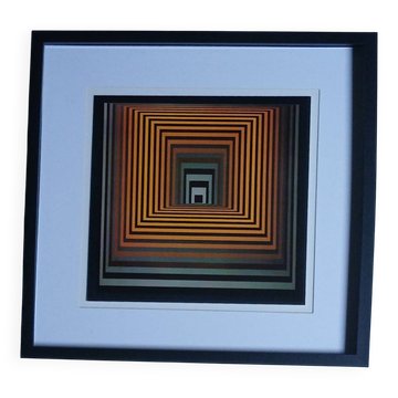 Tableau Vintage Art Optique - Victor Vasarely - Frame 40x40cm