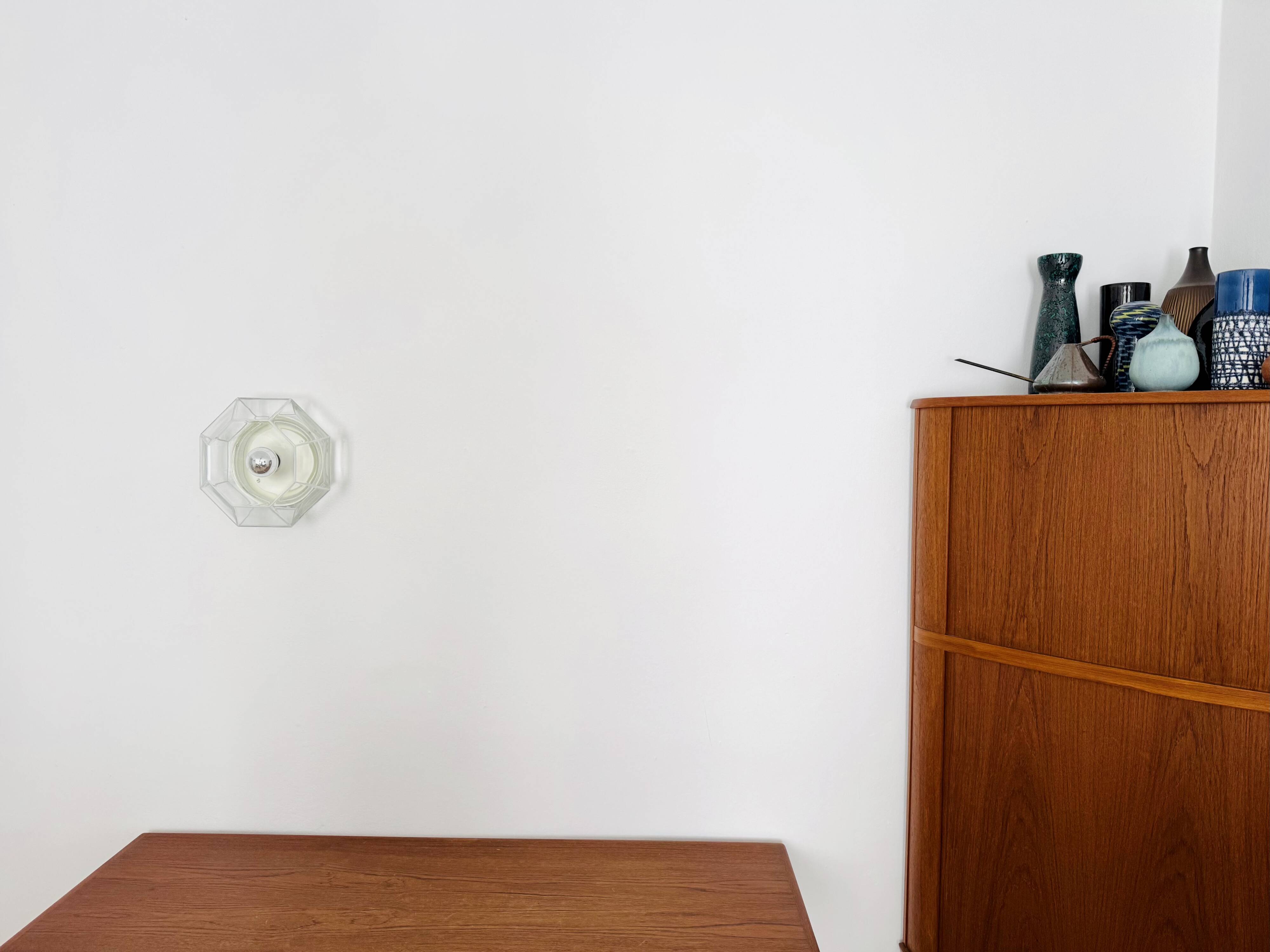 White Flush Light or Wall Lamp by Glashütte Limburg
