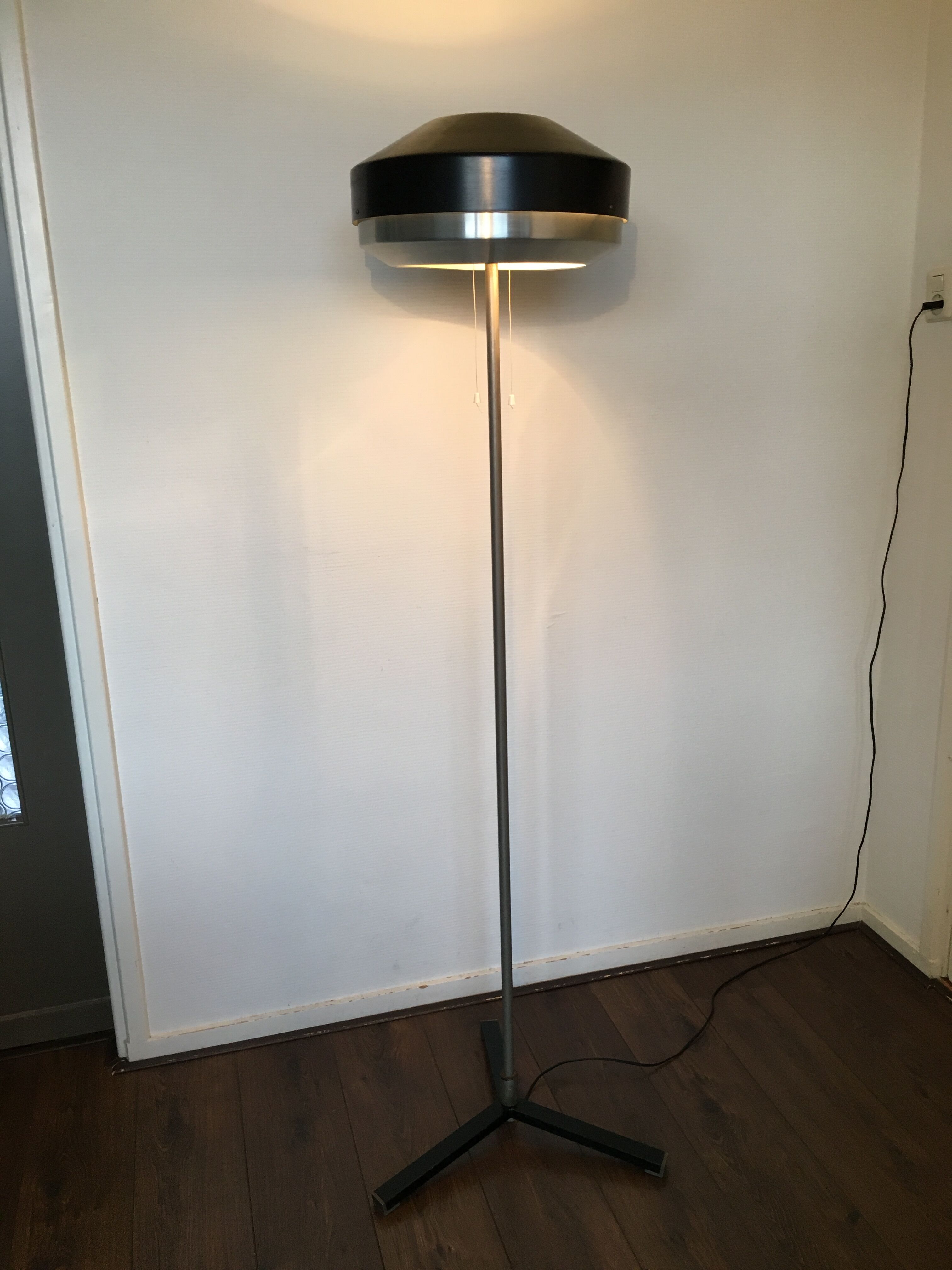 Black Chrome Floor Lamp from Hiemstra Evolux, 1960s