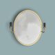 Oval wall mirror in gilded brass with double sconces – 1950s/60s