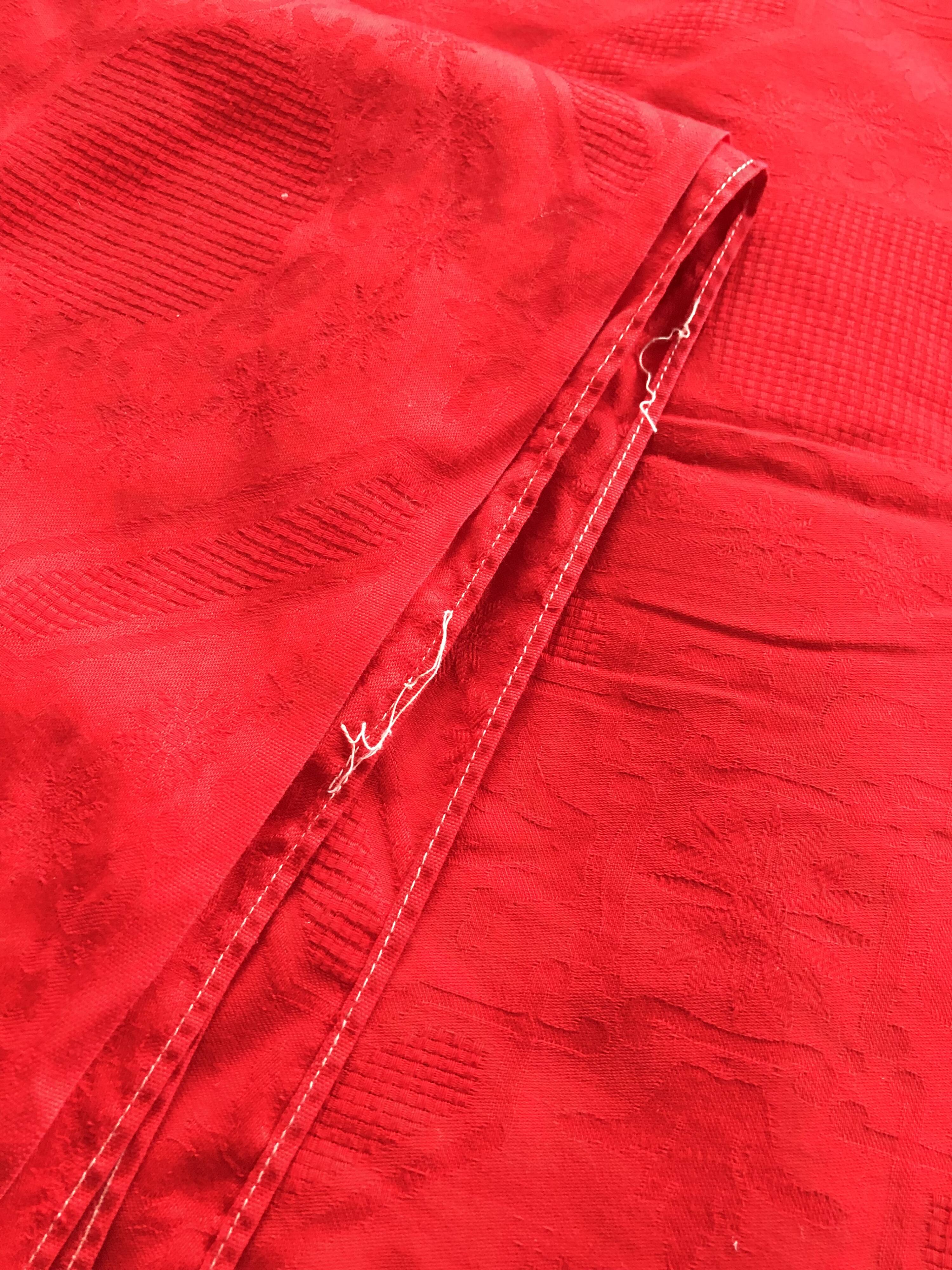 Old red tablecloth