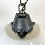 White Enamel and Cast Iron Industrial Pendant Light, 1960s