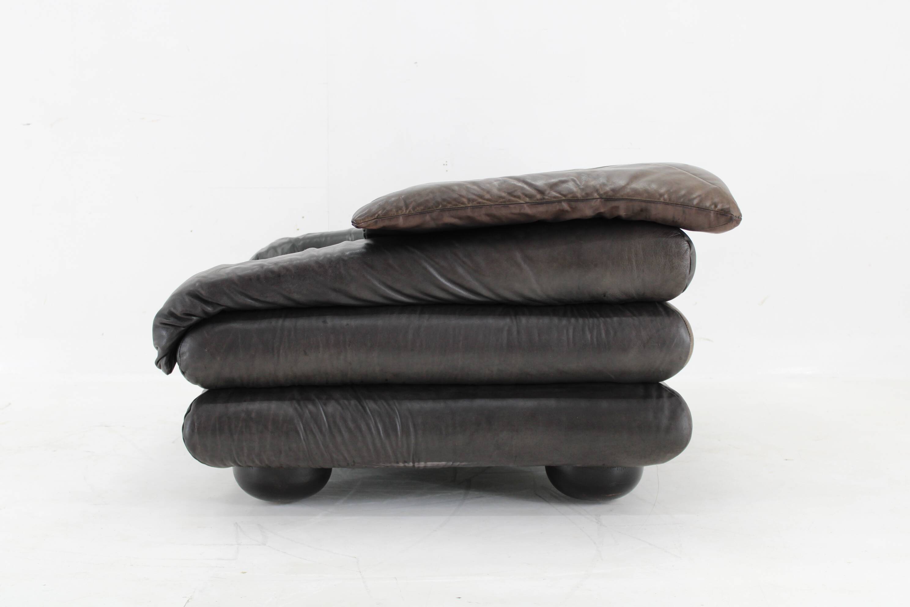 1970s Wiener Werkstätte Brutalist Letaher Adjustable Armchair