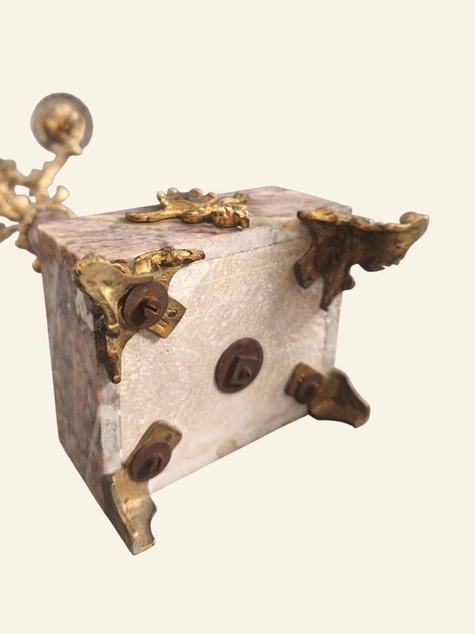 Pair of table candelabra in marble and bronze, Napoleon III style.