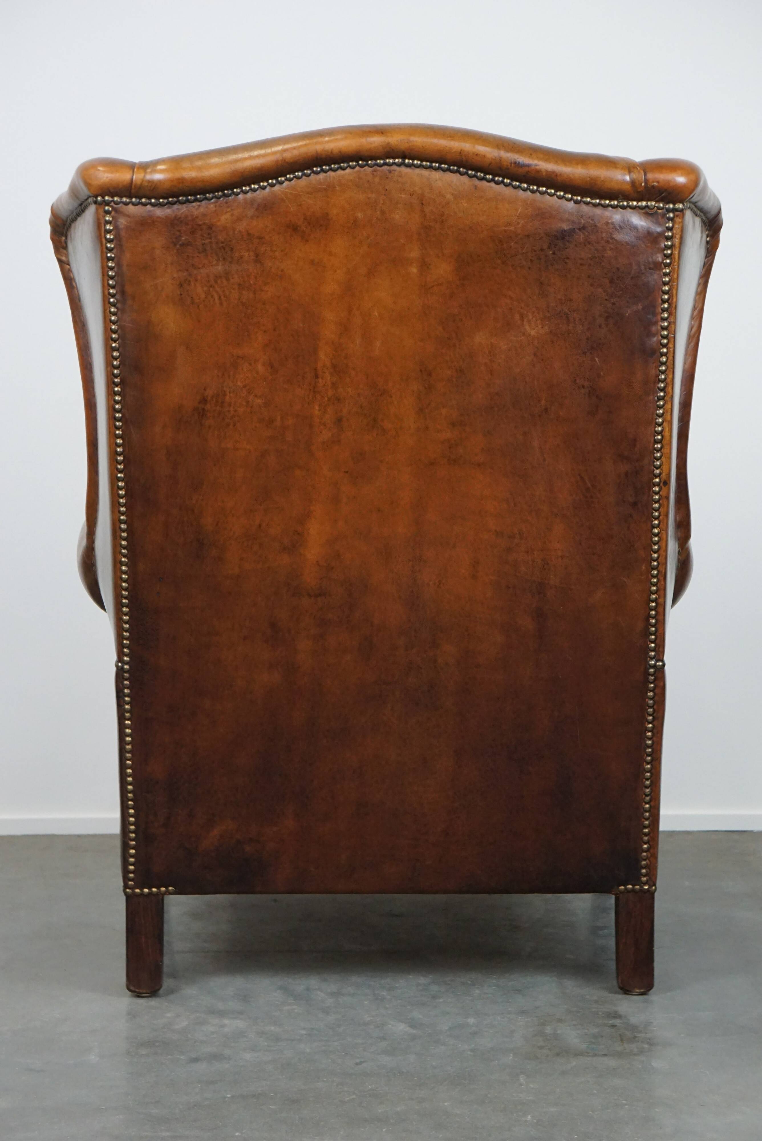 especially comfortable wingback chair made of sheepskin leather, stunning colors