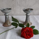 Pair of sandstone candlesticks