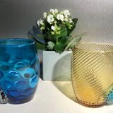 Two glass and crystal mugs, model of the Portieux crystal factory.