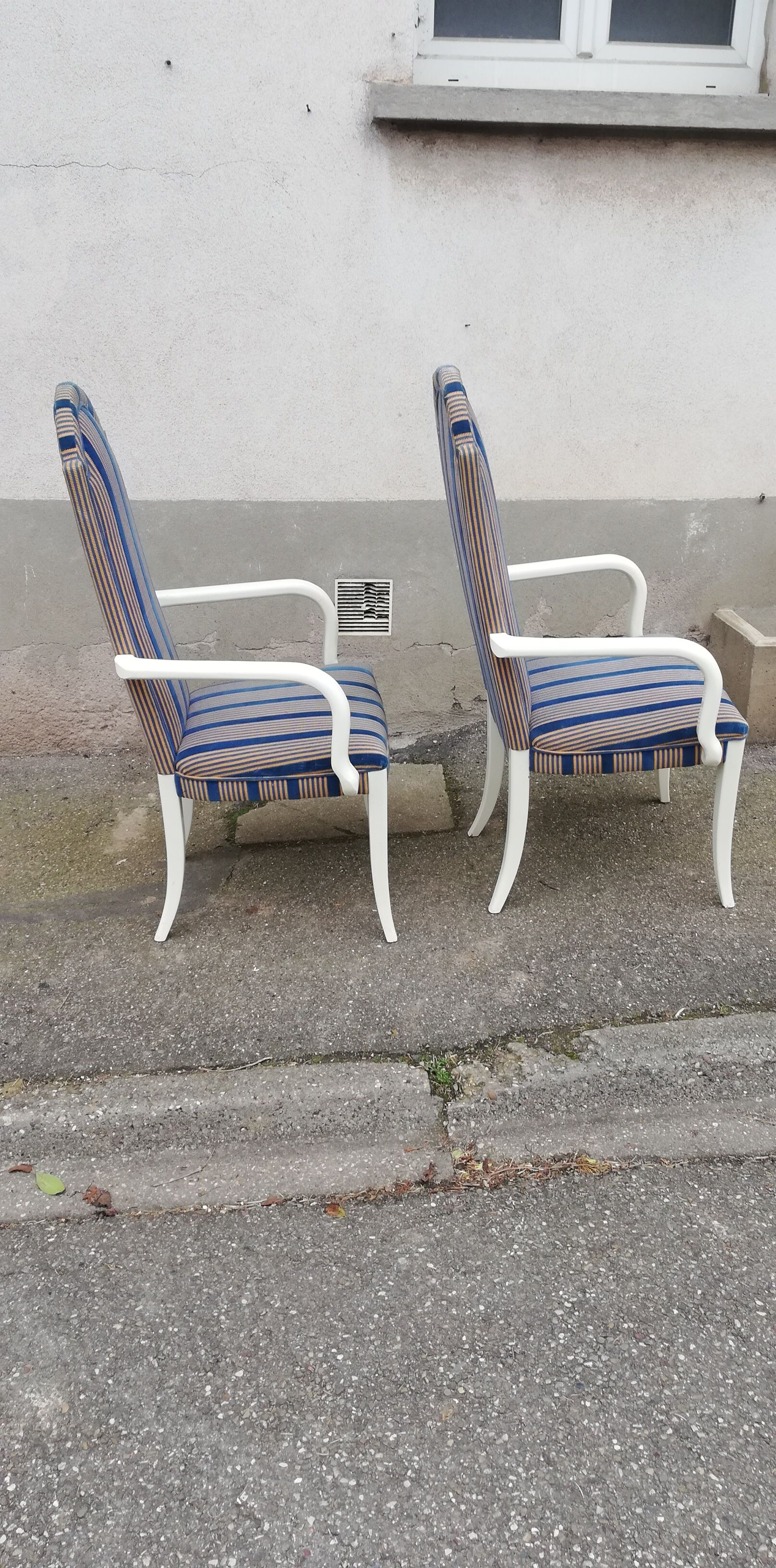 Pair of vintage armchairs blue fabric