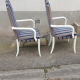 Pair of vintage armchairs blue fabric