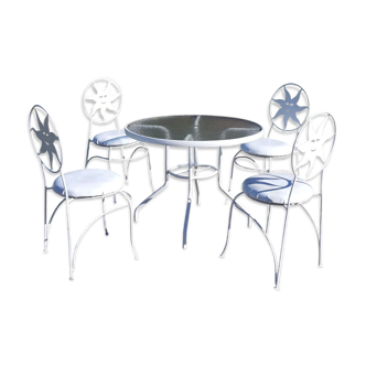 Garden furniture of the 70s wrought iron glass