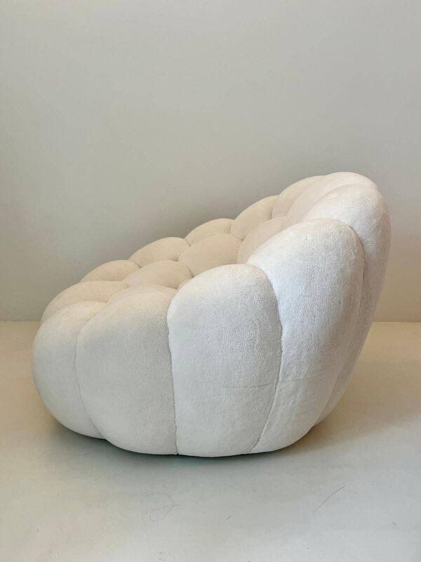 Fauteuil pivotant Bubble - Tissu calin blanc