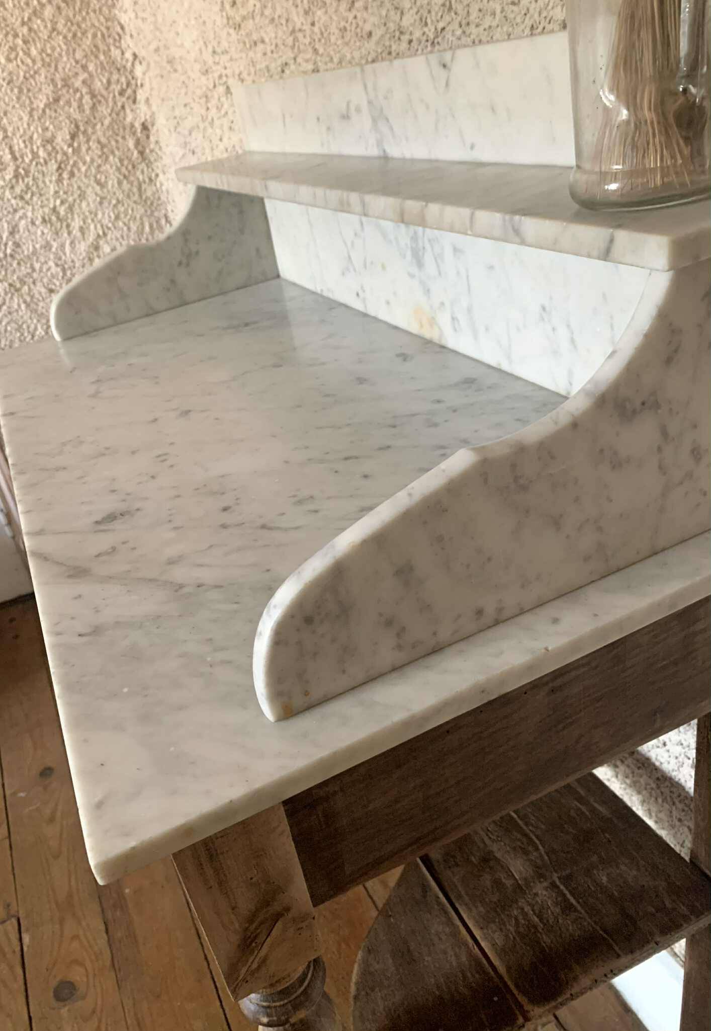 Antique dressing table with white marble top