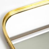 Small solid Mid Century brass wall mirror by Münchener Zierspiegel