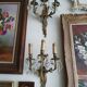 Paire d'appliques bronze et cristal