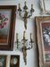 Pair of bronze and crystal sconces