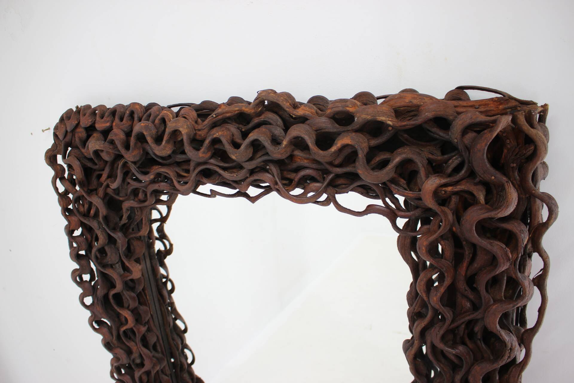 Large Mid-Century Tropical Wood Wall or Floor Mirror