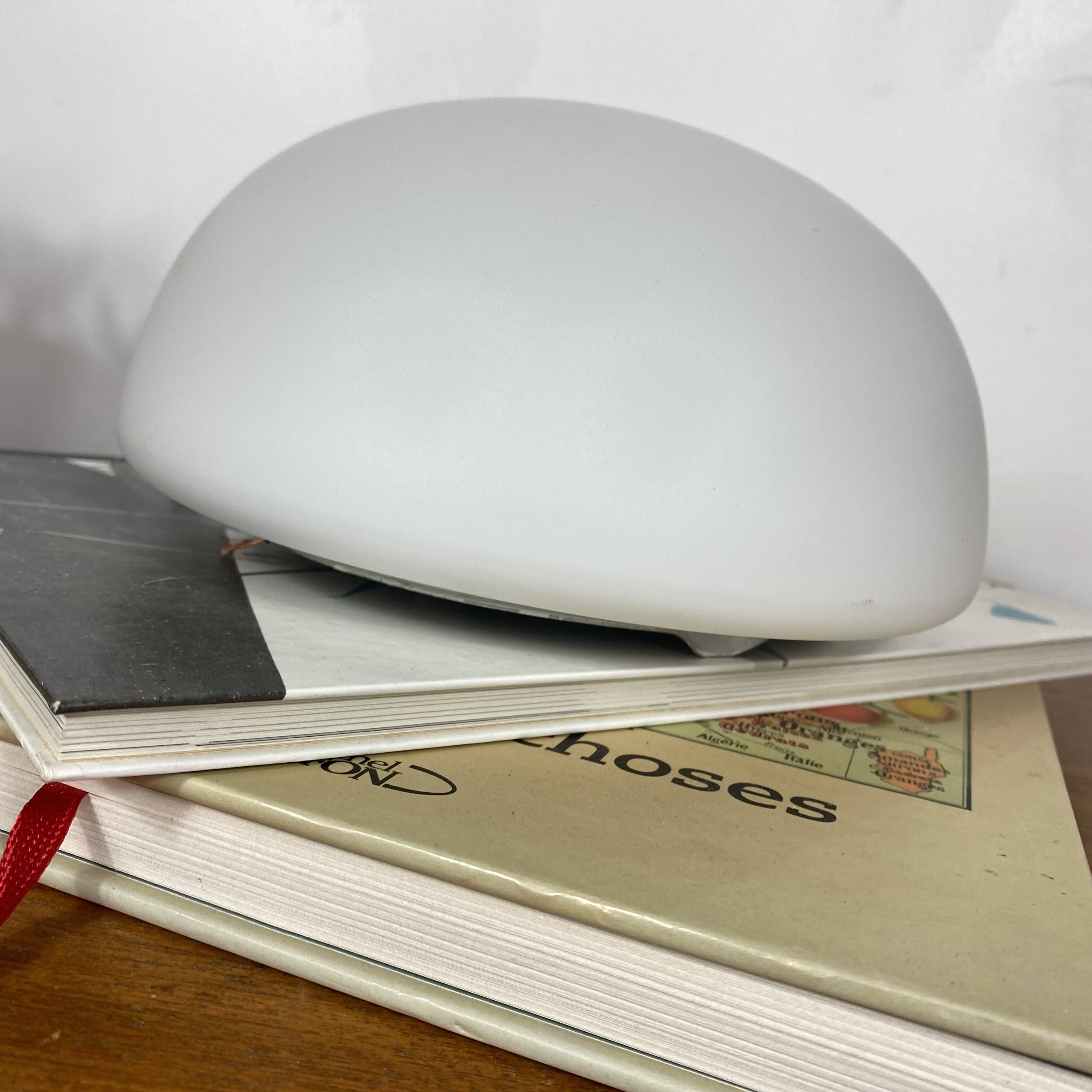 Vintage wall-mounted ceiling light, frosted white glass, half-moon shape, 20 cm.