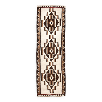 Tapis Kilim turc marron crème 3x9