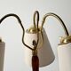 Three-arm teak and brass floor lamp, Scandinavia, 1940s–50s