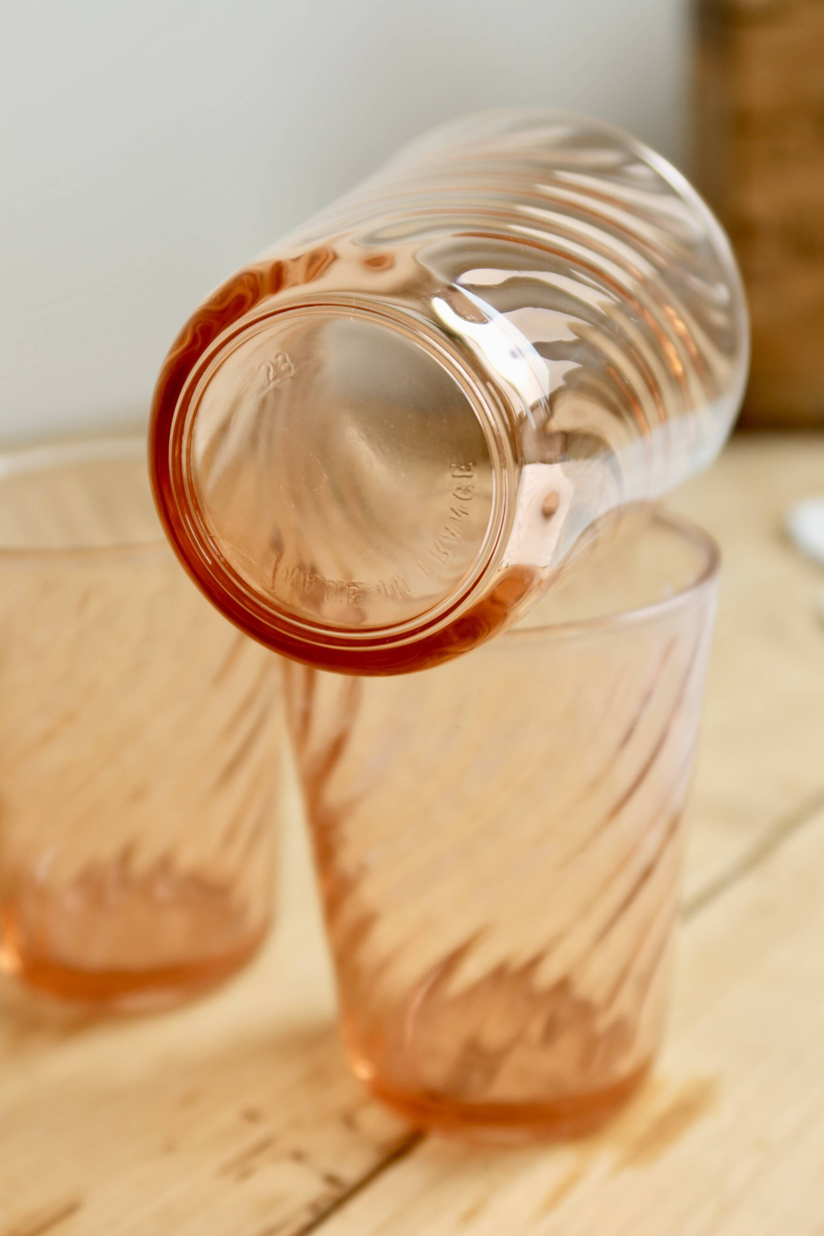4 verres à eau vintage Luminarc Rosaline années 1970