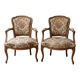 Pair of Louis XV armchairs in floral fabric and wood