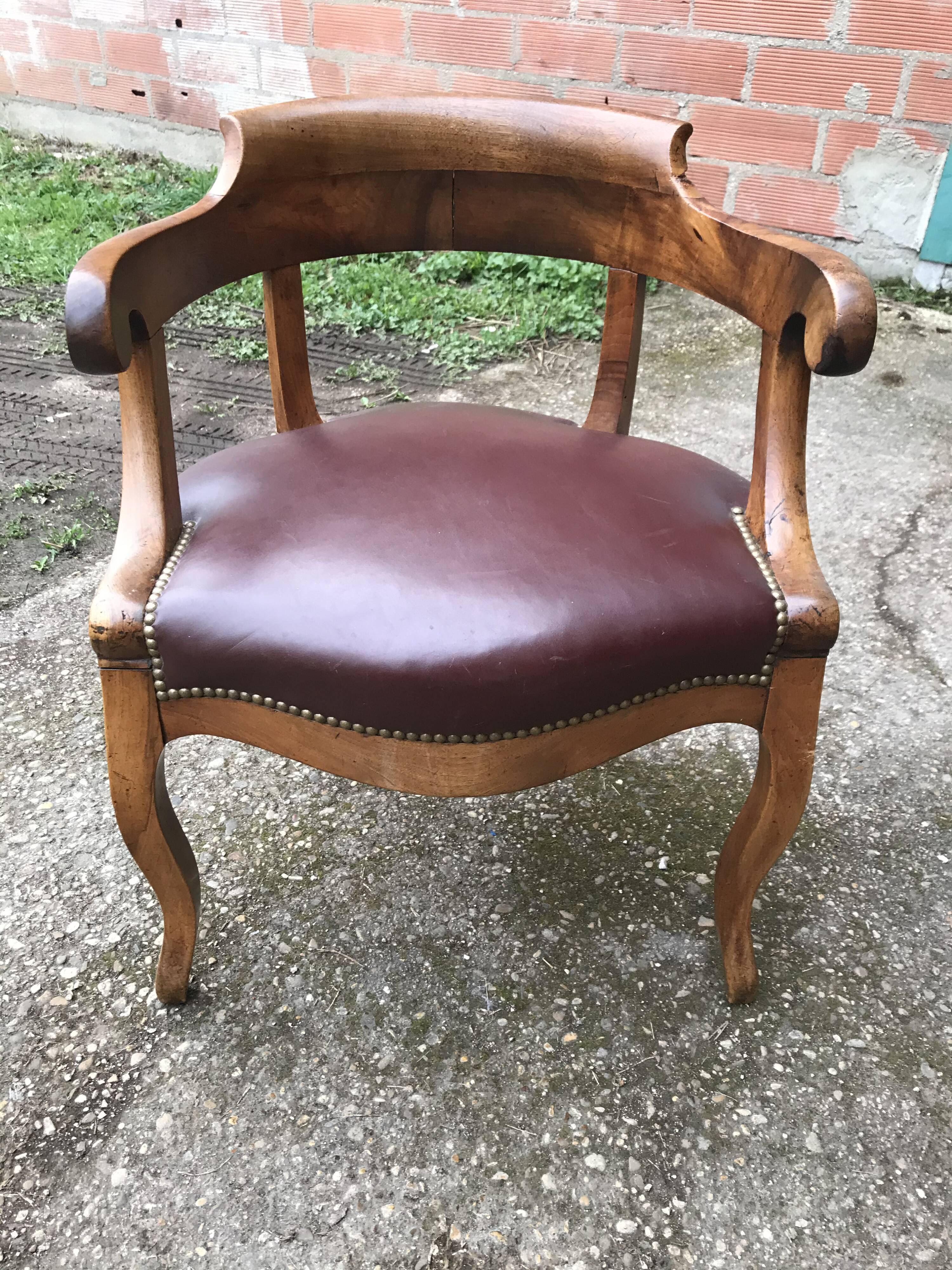 Louis Philippe leather office armchair