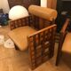 Pair of Mobil Girgi Armchairs, Wood and Leather.