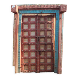 Old Indian door in old teak, piece and patina of origin
