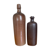 Pair of brown stoneware bottles