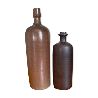 Pair of brown stoneware bottles