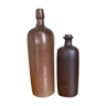 Paire de bouteilles en grès marron
