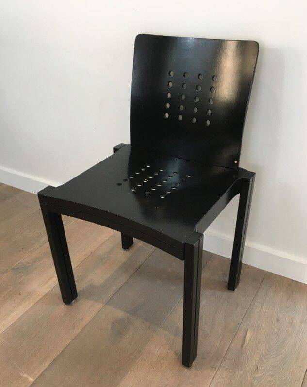 Set of 6 black wooden chairs