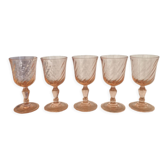 Ensemble de 5 verres à liqueur rosaline