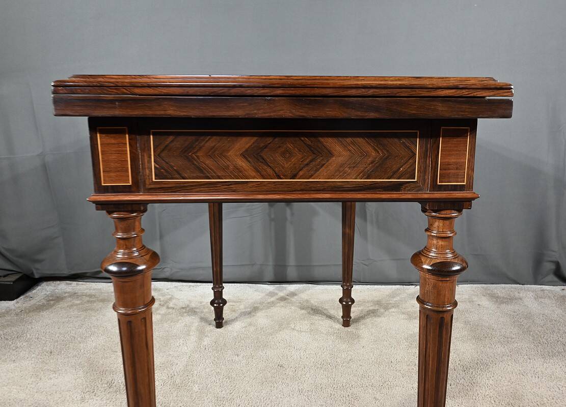 Marquetry system table, louis xvi style – 2nd half of the 19th century