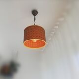 Orange Ceiling lamp vintage 70s made of straw