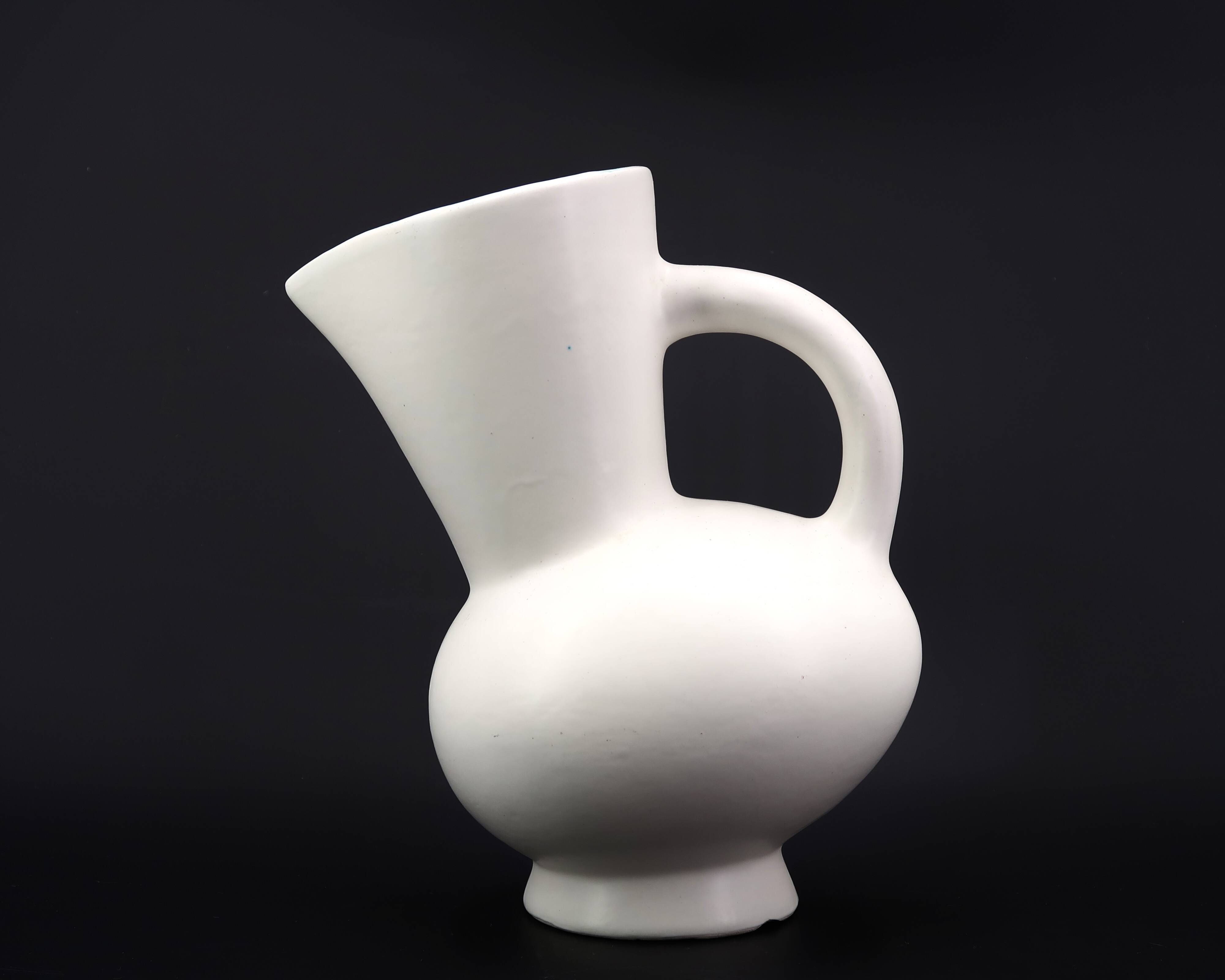 White ceramic pitcher by André Baud, Vallauris 1960s