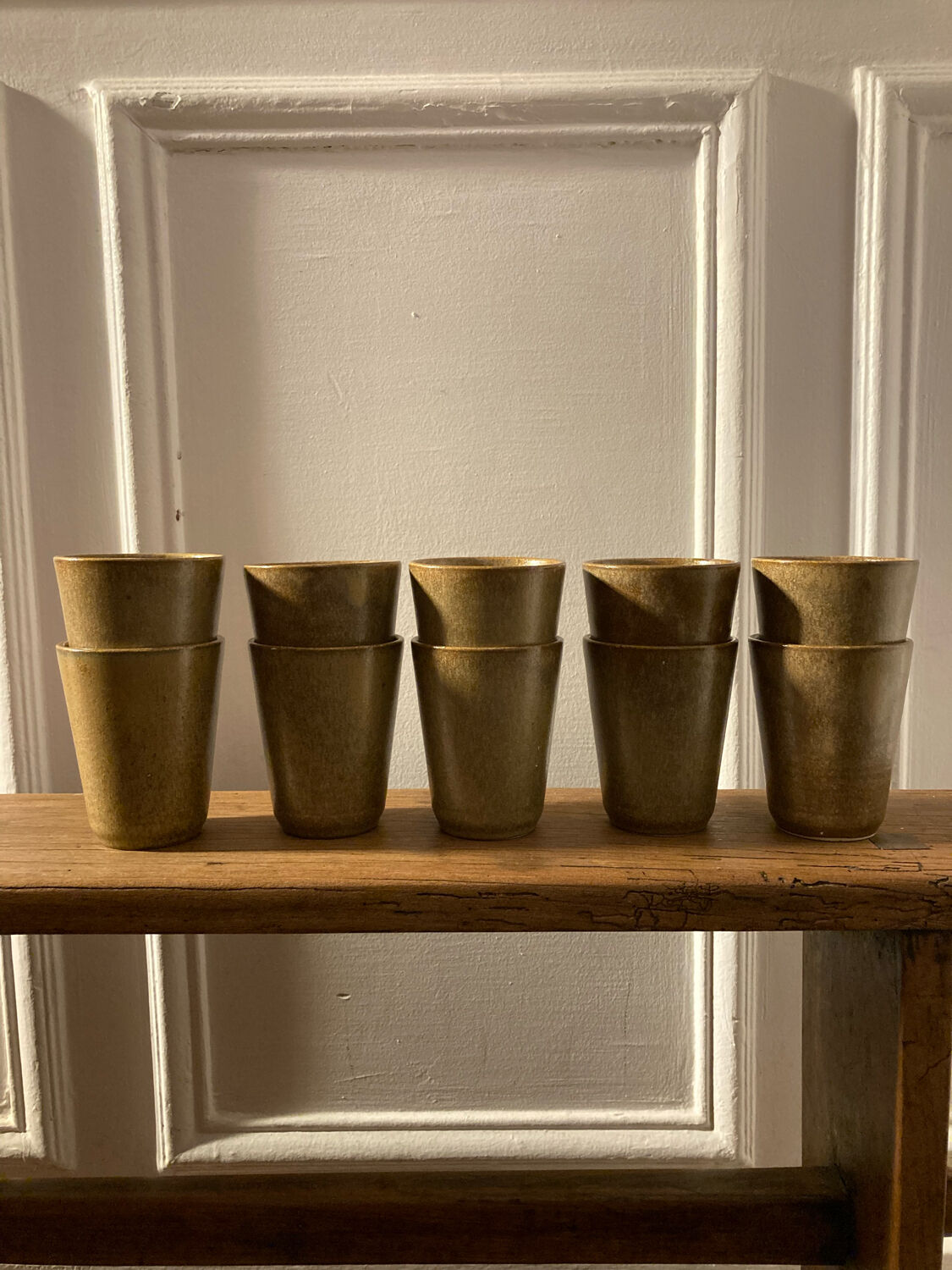 10 Digoin stoneware cups
