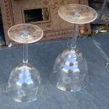4 art deco wine glasses, chiseled floral pattern, glass and crystal