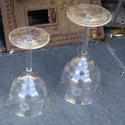 4 verres à vin art déco, motif floral ciselé, verre et cristal