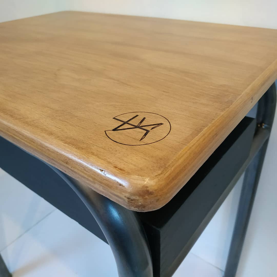 School desk and chair