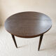 Vintage extendable round table in dark brown wood, Ø100 to Ø140 cm